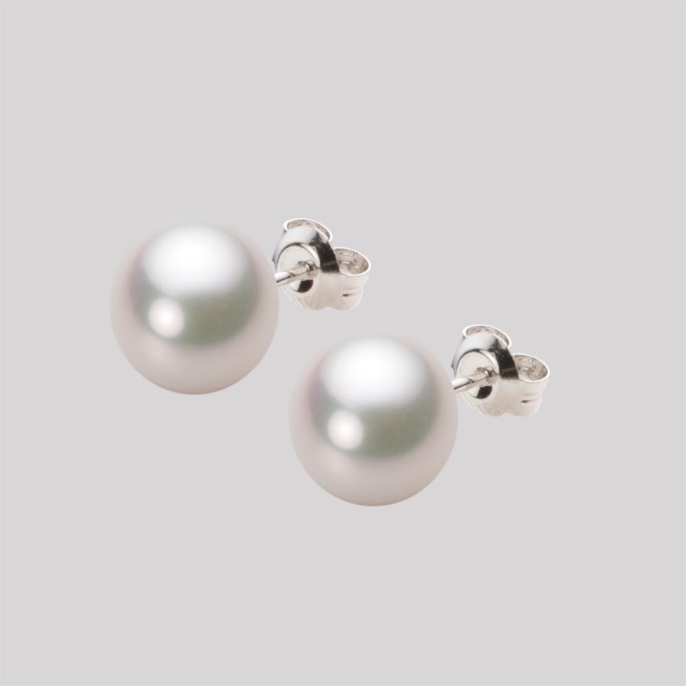 8.5mm アコヤ真珠ピアス （ホワイトピンク・マリン）