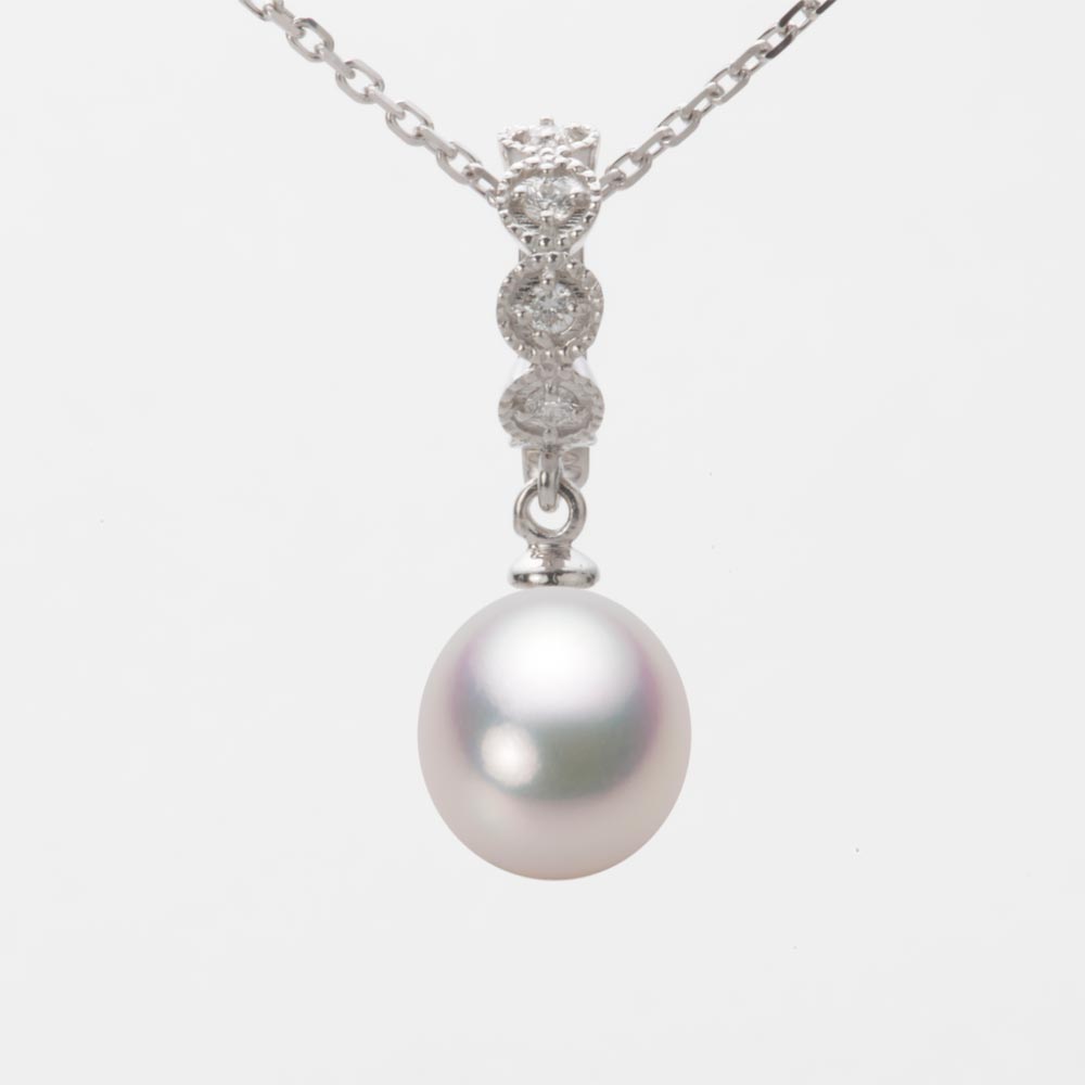 8.5mm アコヤ真珠ペンダント （ホワイトピンク・マリン）