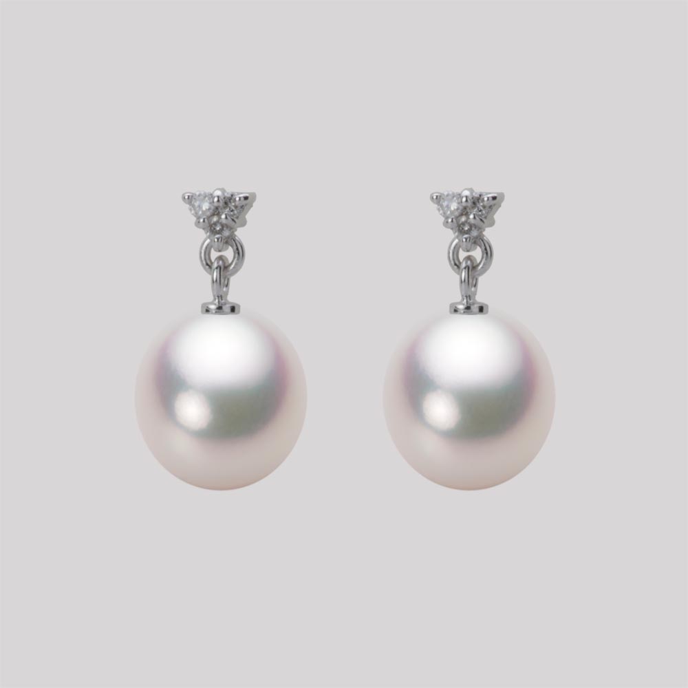 8.5mm アコヤ真珠ピアス （ホワイトピンク・マリン）