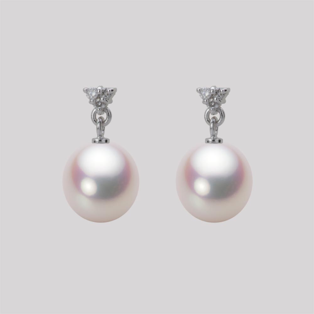 8.5mm アコヤ真珠ピアス （ホワイトピンク・ロゼ）