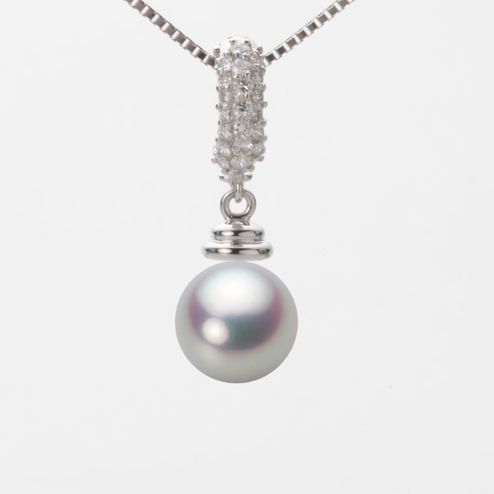 8.5mmアコヤ真珠ペンダント（シルバーグレー）