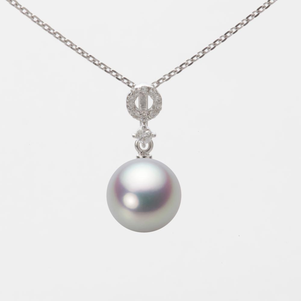 8.5mmアコヤ真珠ペンダント（シルバーグレー）