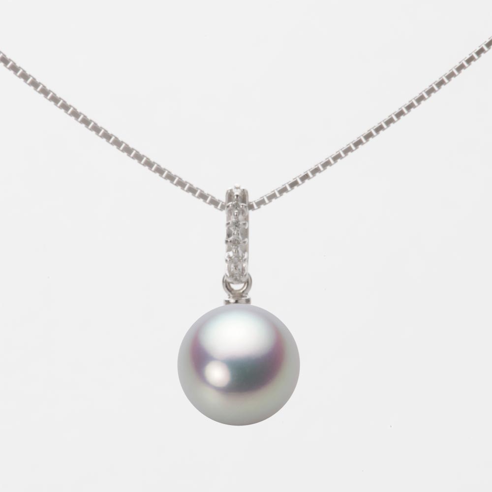 8.5mmアコヤ真珠ペンダント（シルバーグレー）