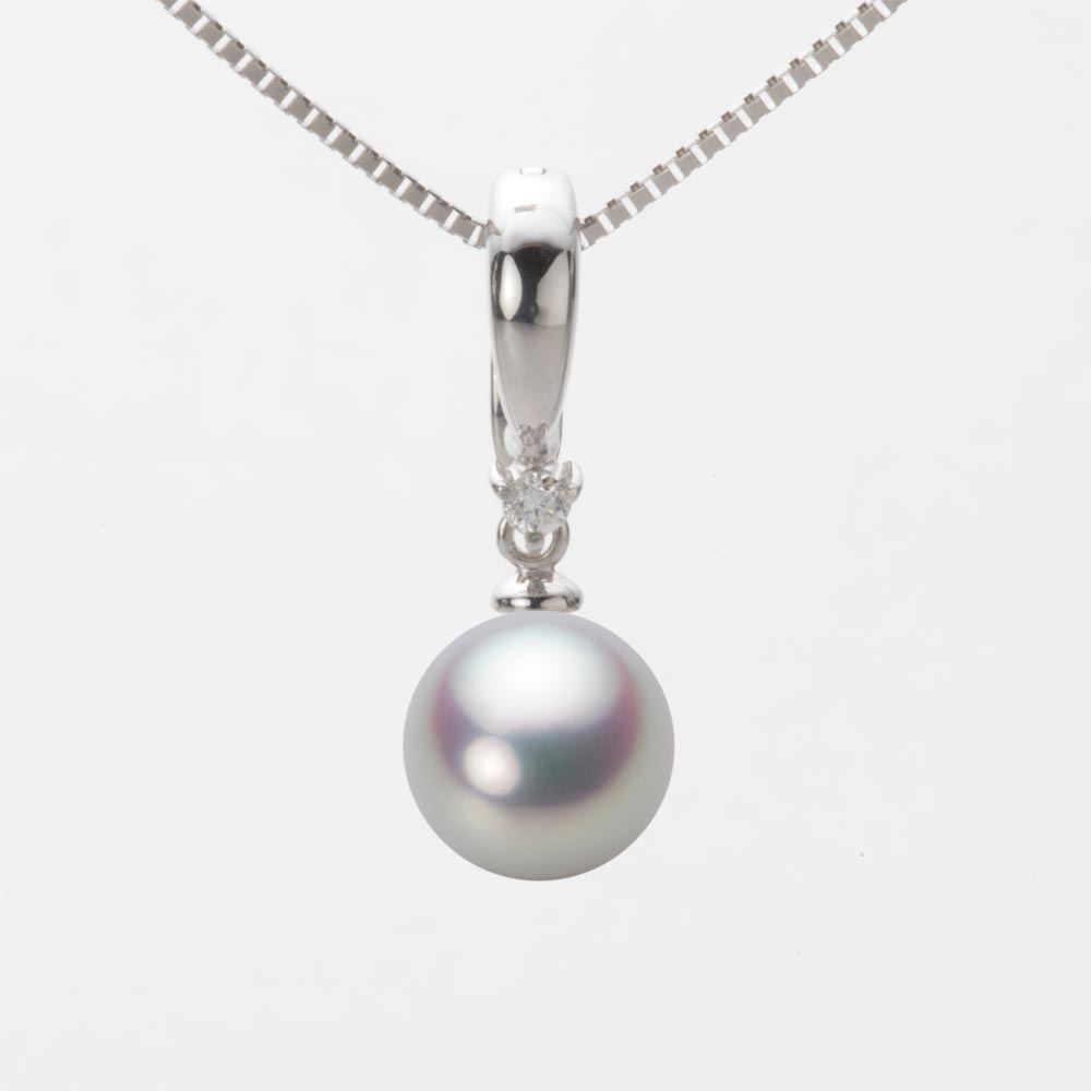 8.5mmアコヤ真珠ペンダント（シルバーグレー）