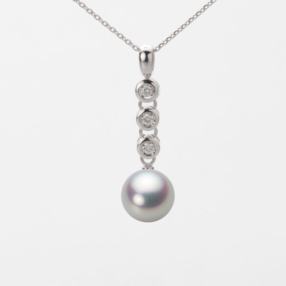 8.5mmアコヤ真珠ペンダント（シルバーグレー）