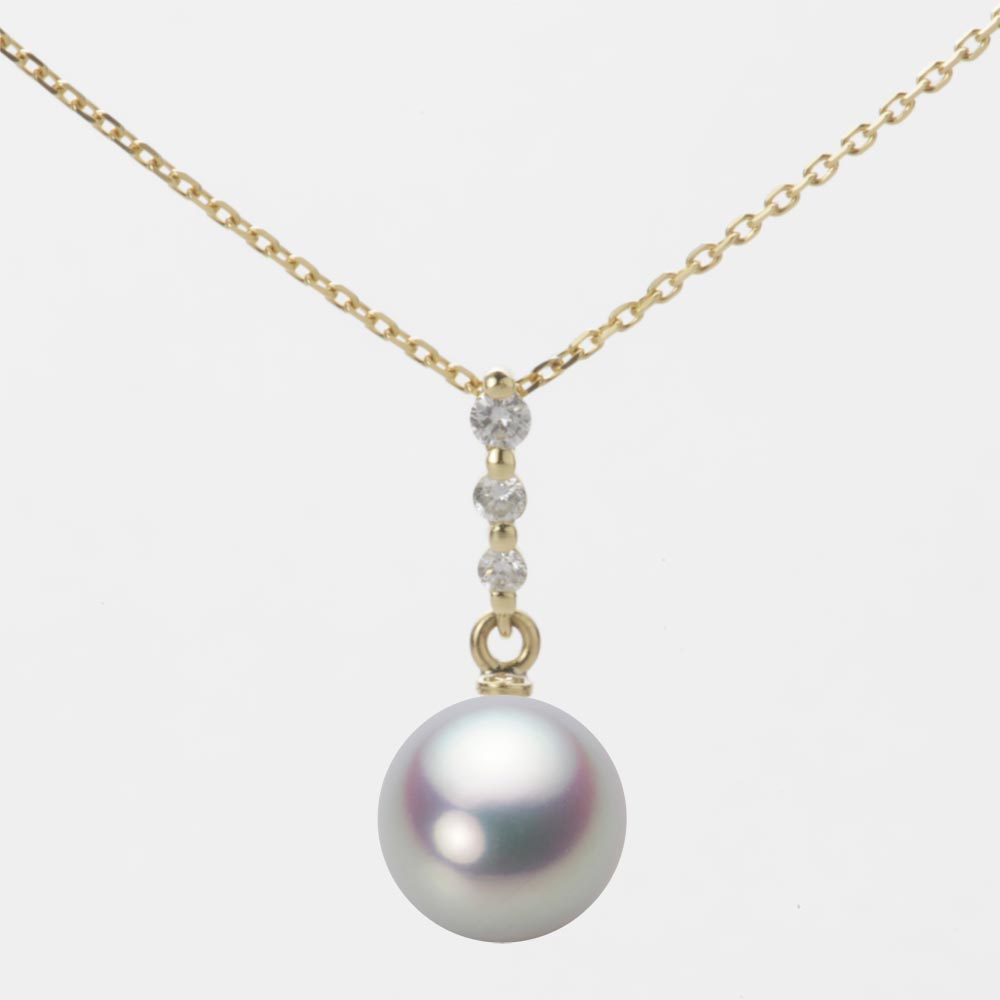 8.5mmアコヤ真珠ペンダント（シルバーグレー）