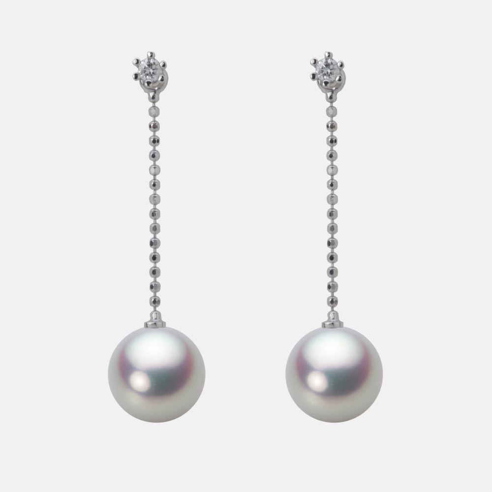 8.5mmアコヤ真珠ピアス（シルバーグレー）