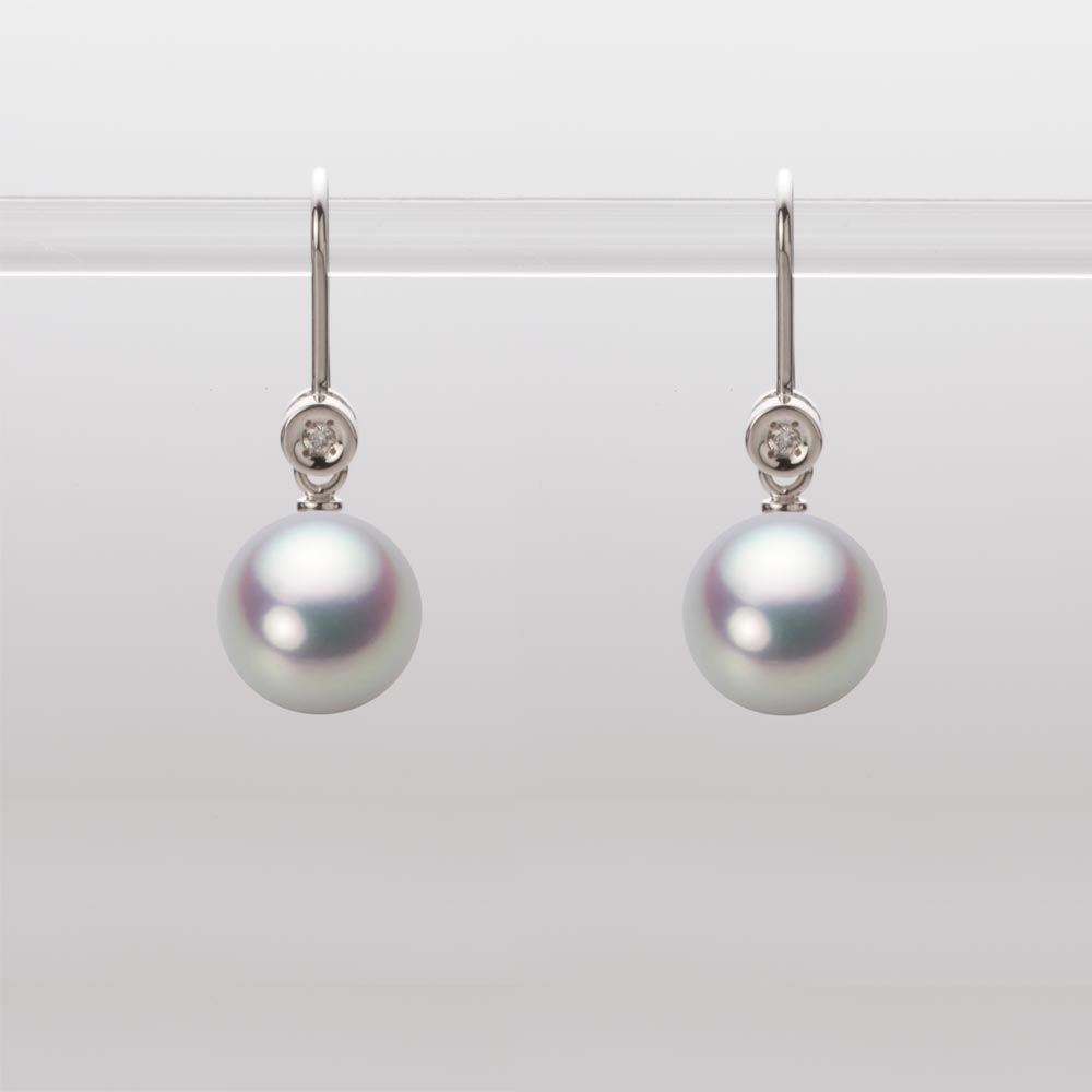 8.5mmアコヤ真珠ピアス（シルバーグレー）