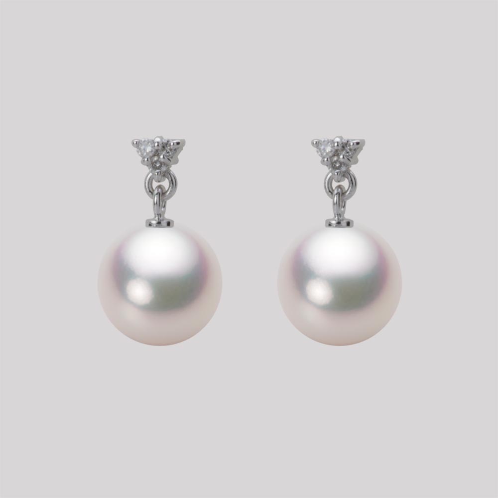 8.5mmアコヤ真珠ピアス（ホワイトピンク・マリン）