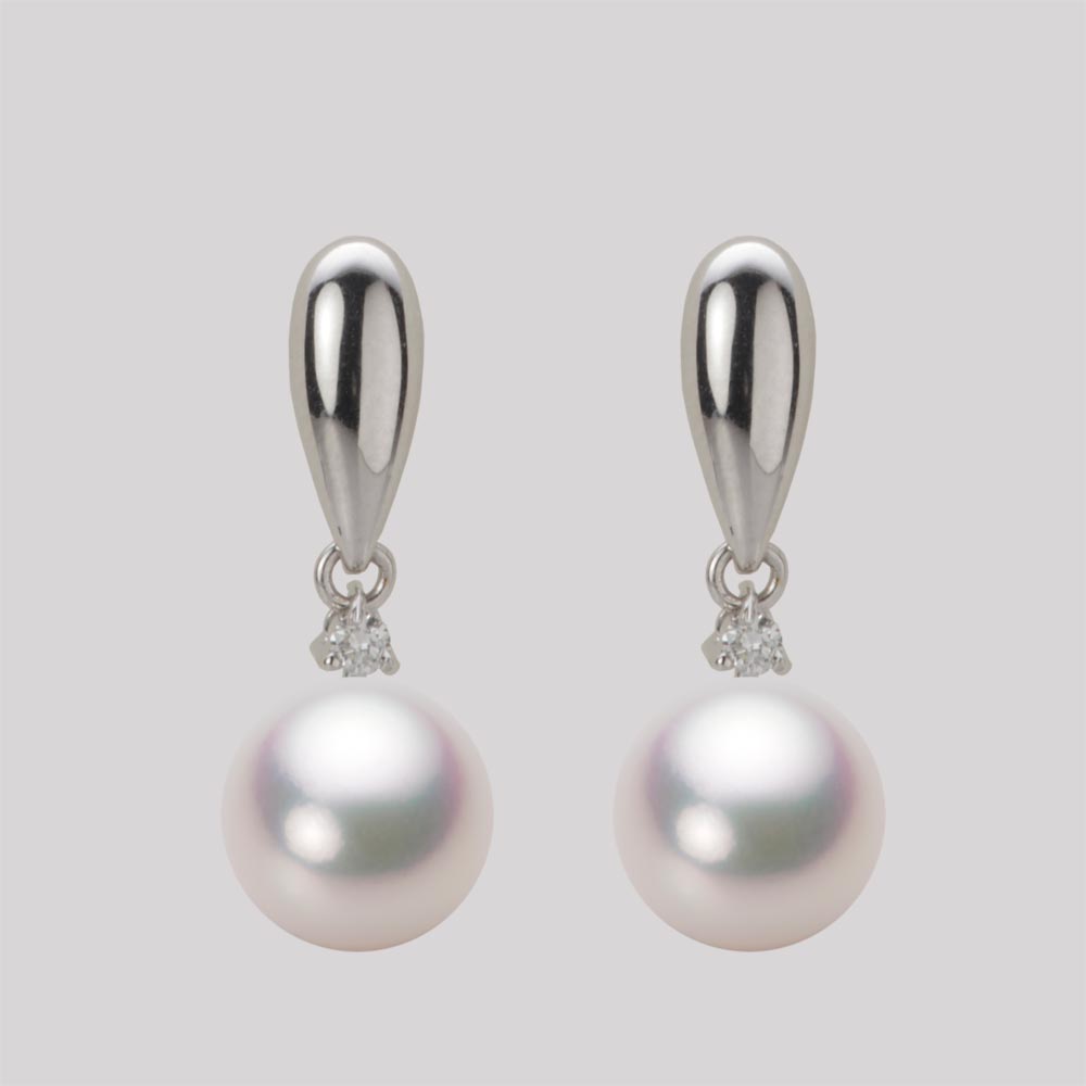8.5mmアコヤ真珠ピアス（ホワイトピンク・マリン）