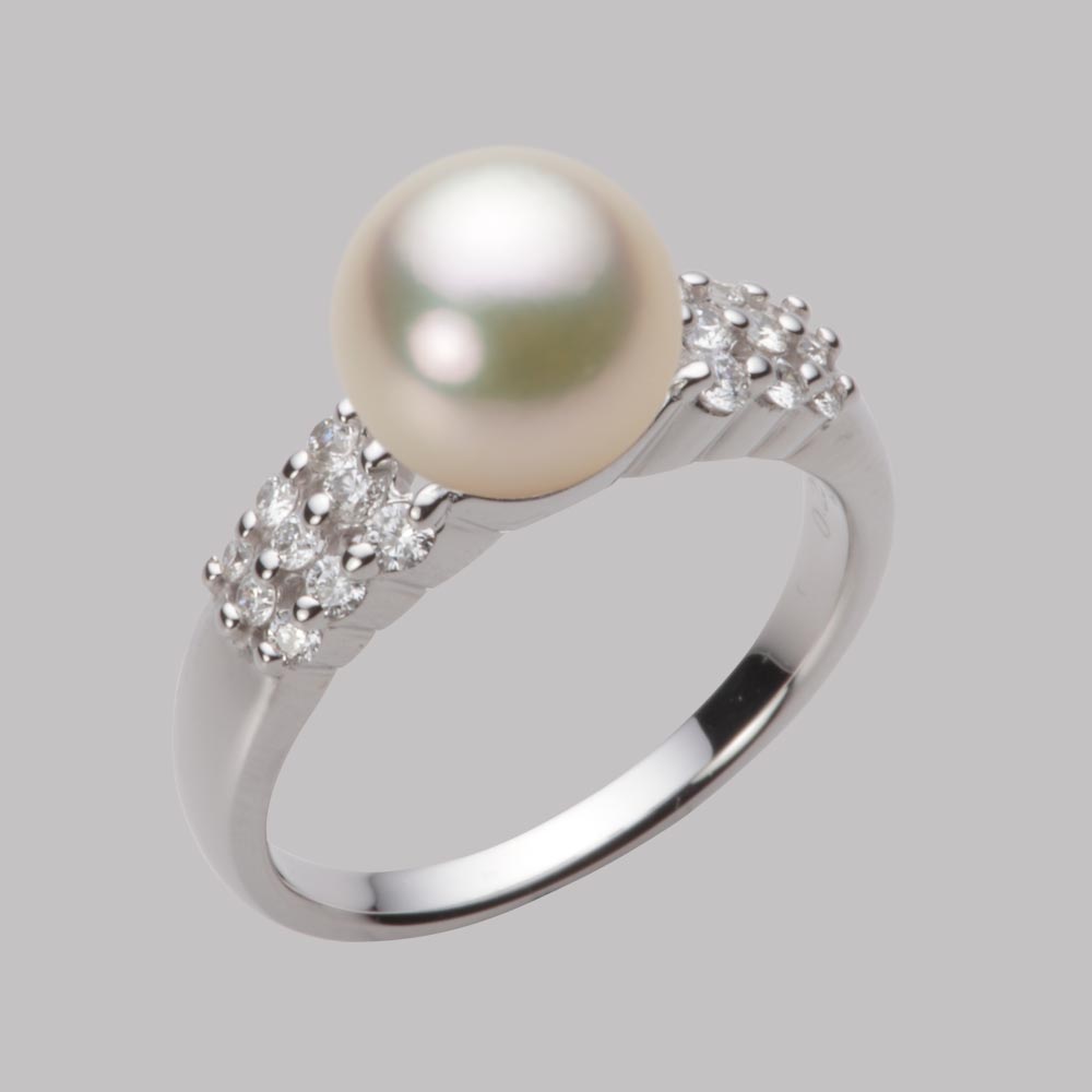 8.5mmアコヤ真珠リング（シャンパンゴールド）