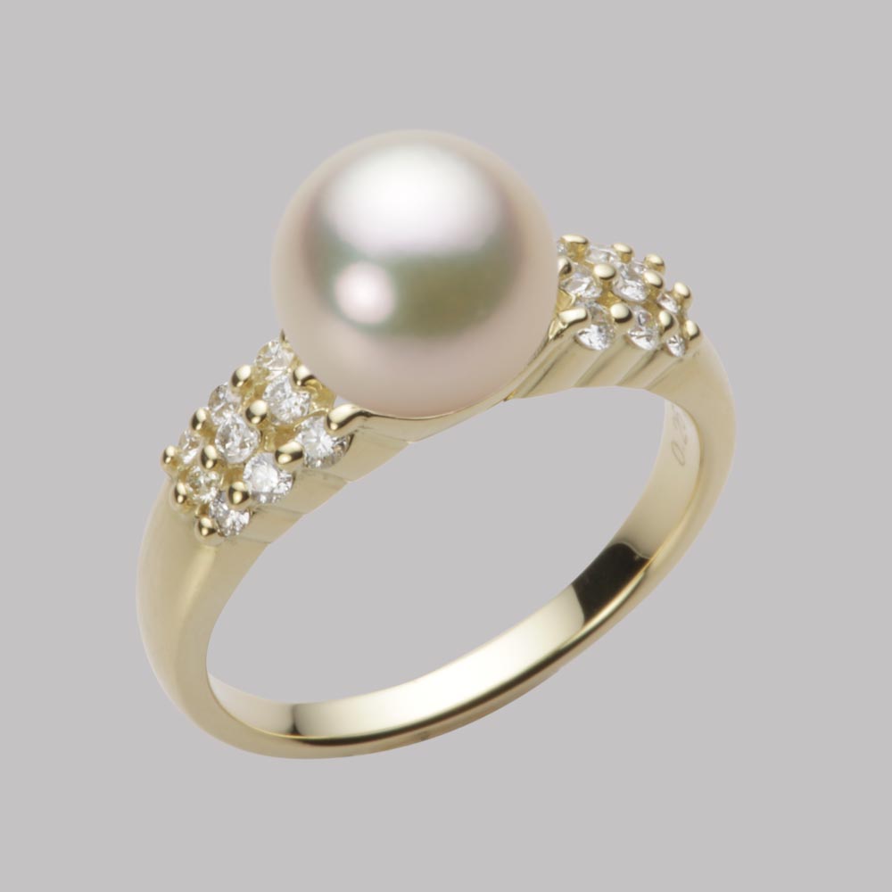 8.5mmアコヤ真珠リング（シャンパンゴールド）
