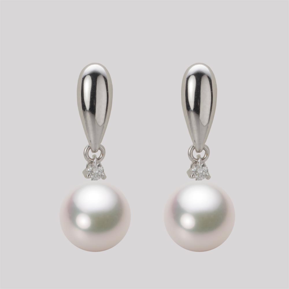 8.5mmアコヤ真珠ピアス（ホワイトピンク・マリン）