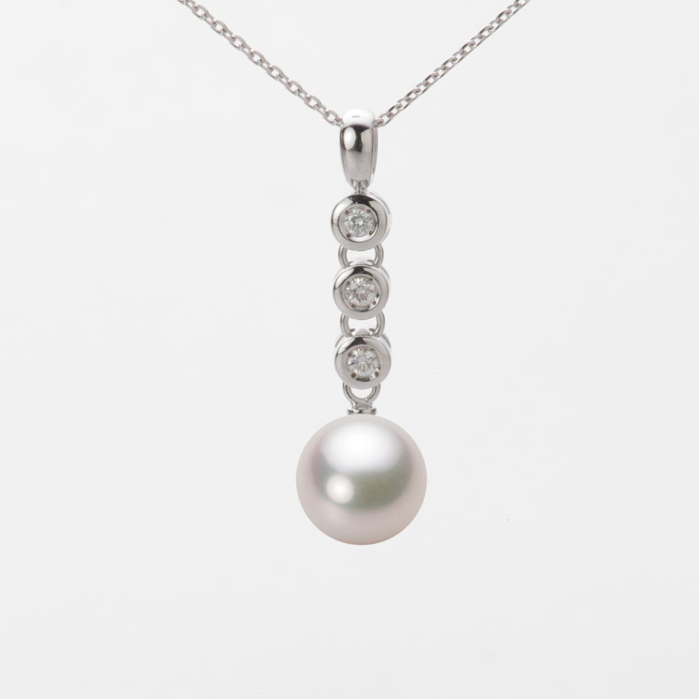 8.5mmアコヤ真珠ペンダント（ホワイトピンク・マリン）