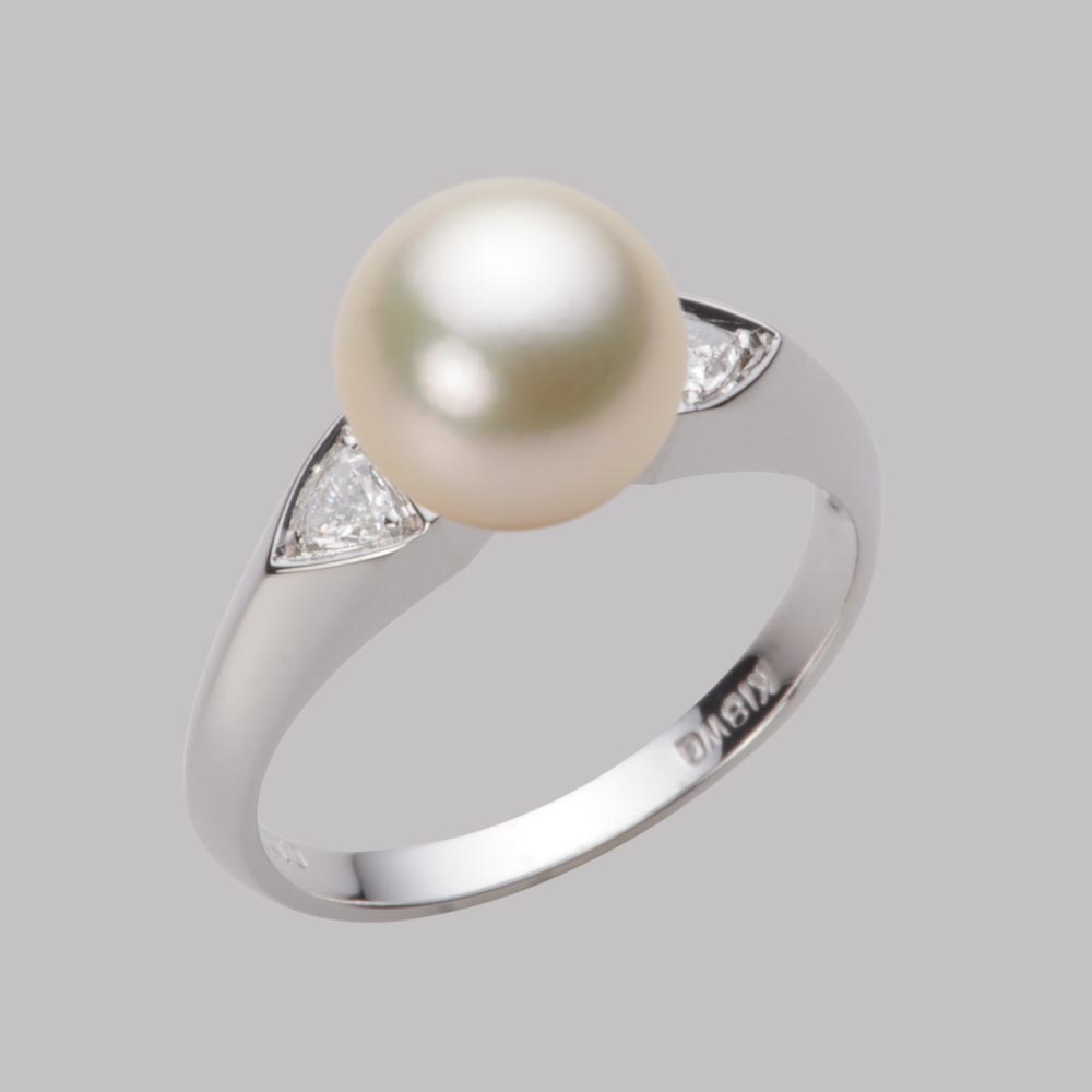 8.5mmアコヤ真珠リング（シャンパンゴールド）