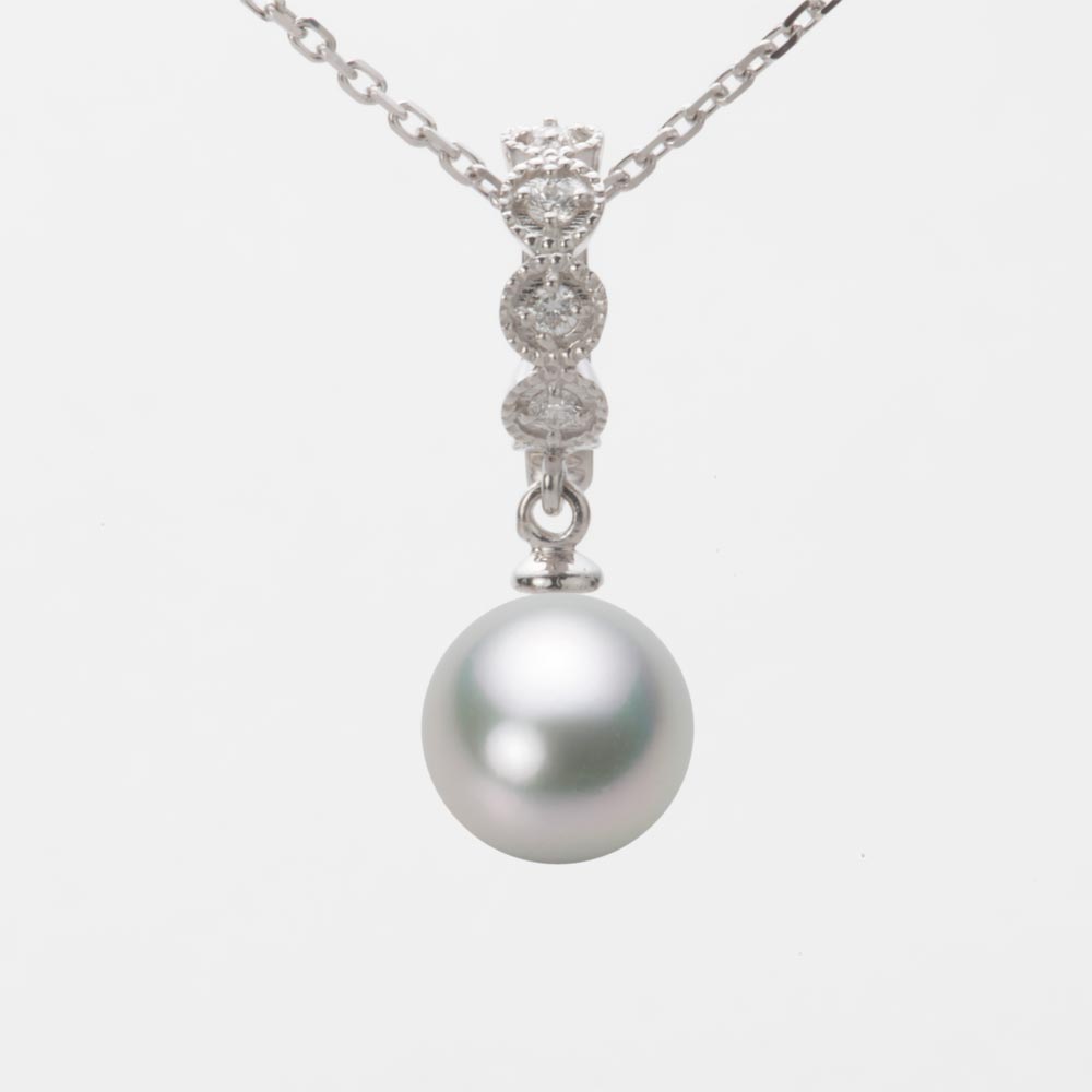 8.5mmアコヤ真珠ペンダント（シルバーグレー）