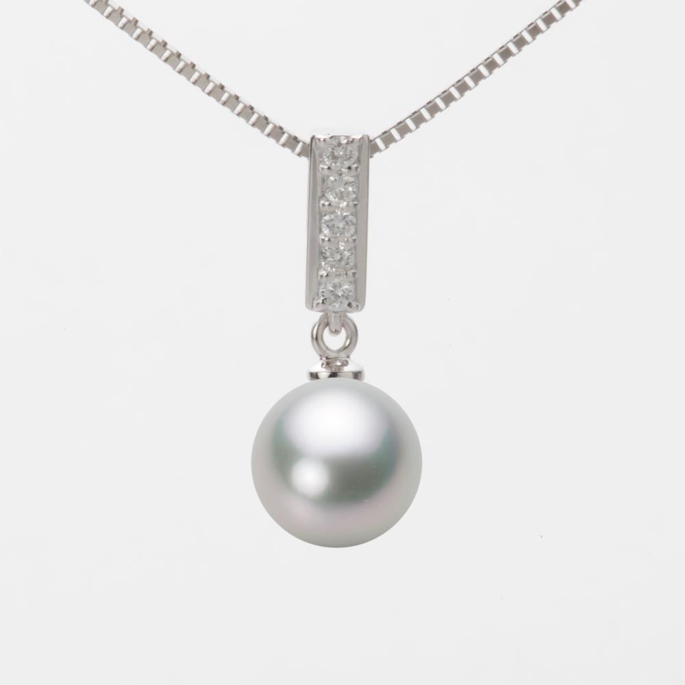 8.5mmアコヤ真珠ペンダント（シルバーグレー）