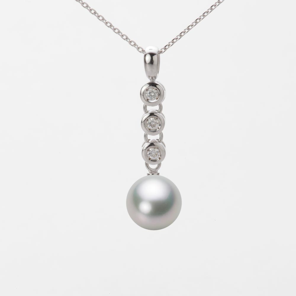 8.5mmアコヤ真珠ペンダント（シルバーグレー）