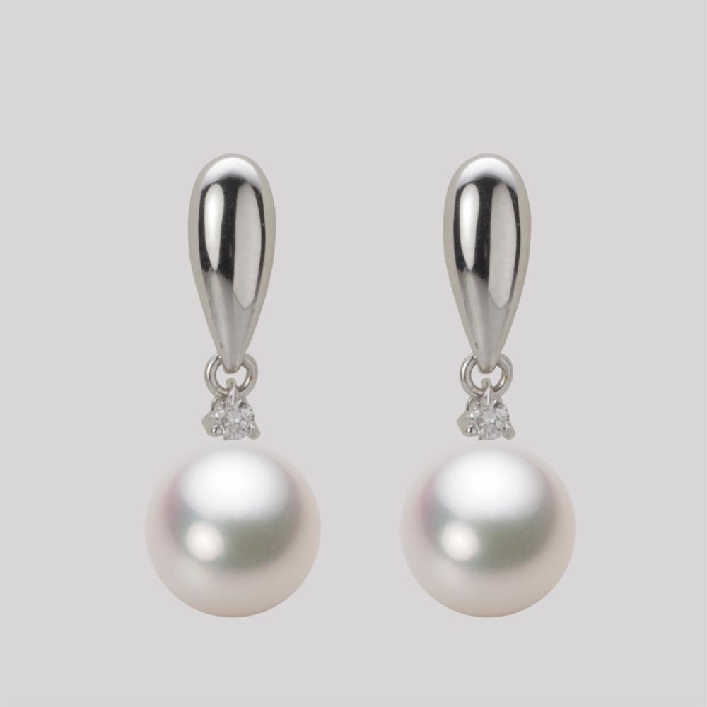 8.5mmアコヤ真珠ピアス（ホワイトピンク・マリン）