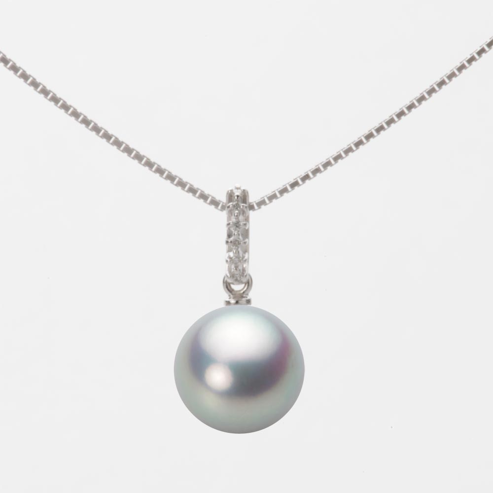 9.0mmアコヤ真珠ペンダント（シルバーグレー）