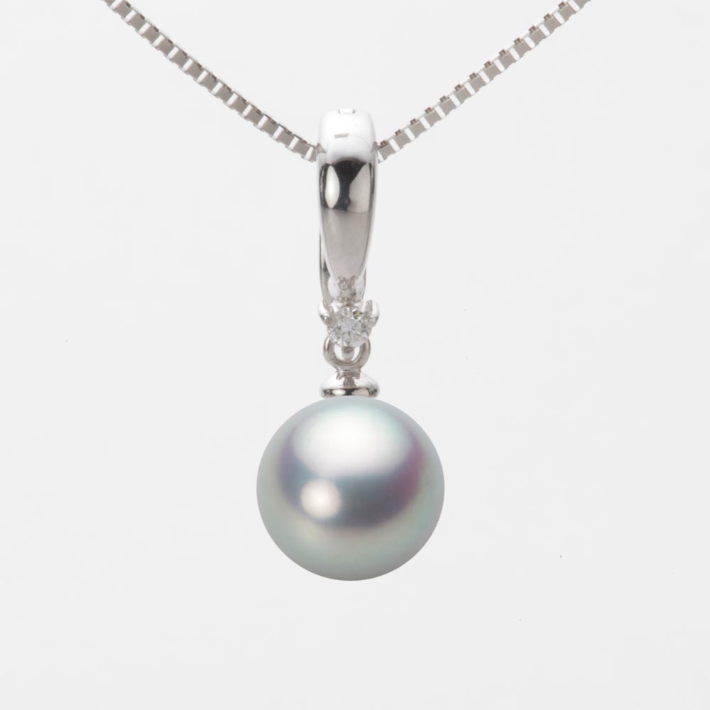 9.0mmアコヤ真珠ペンダント（シルバーグレー）