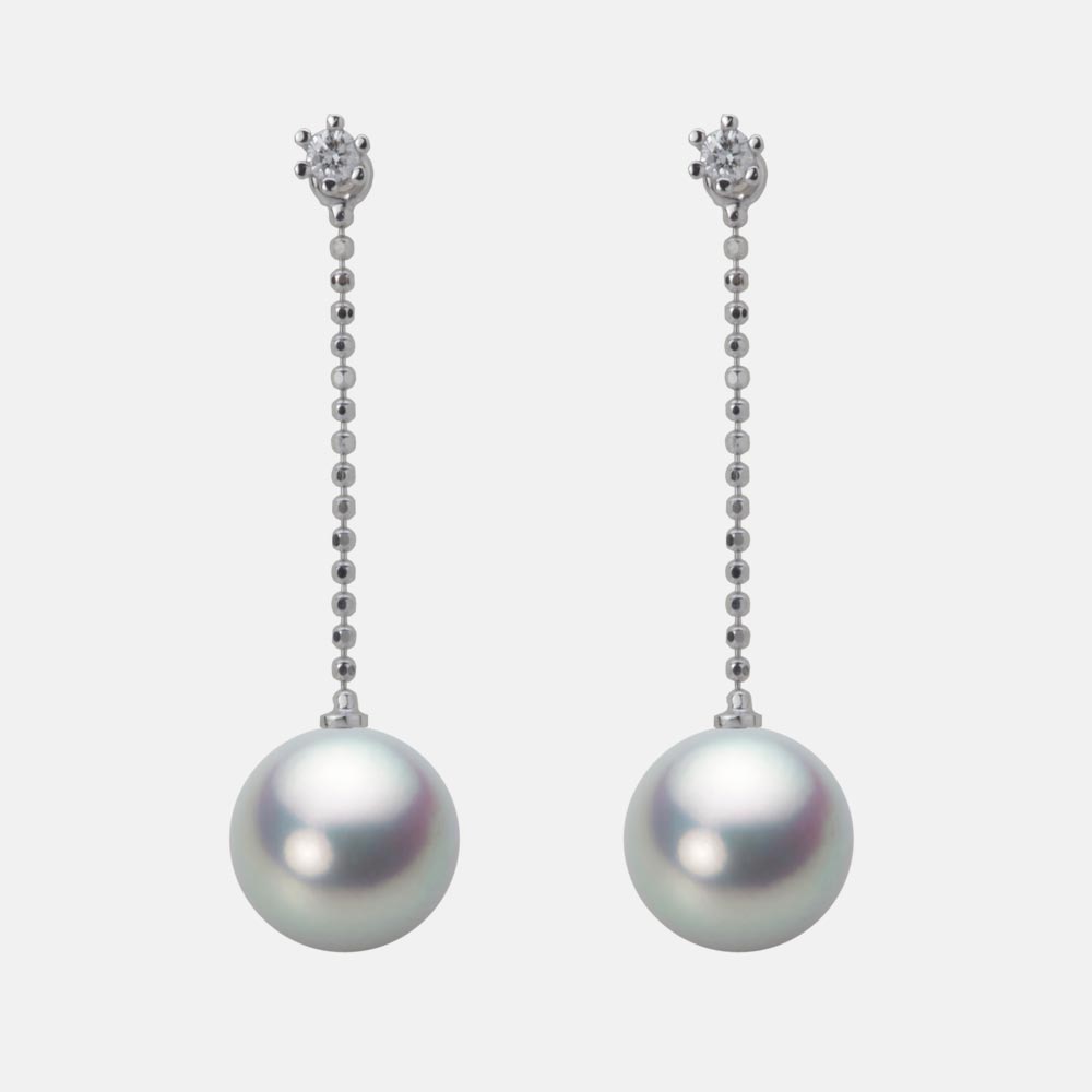 9.0mmアコヤ真珠ピアス（シルバーグレー）