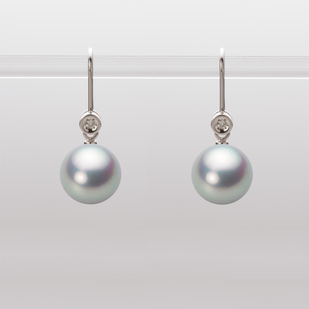 9.0mmアコヤ真珠ピアス（シルバーグレー）