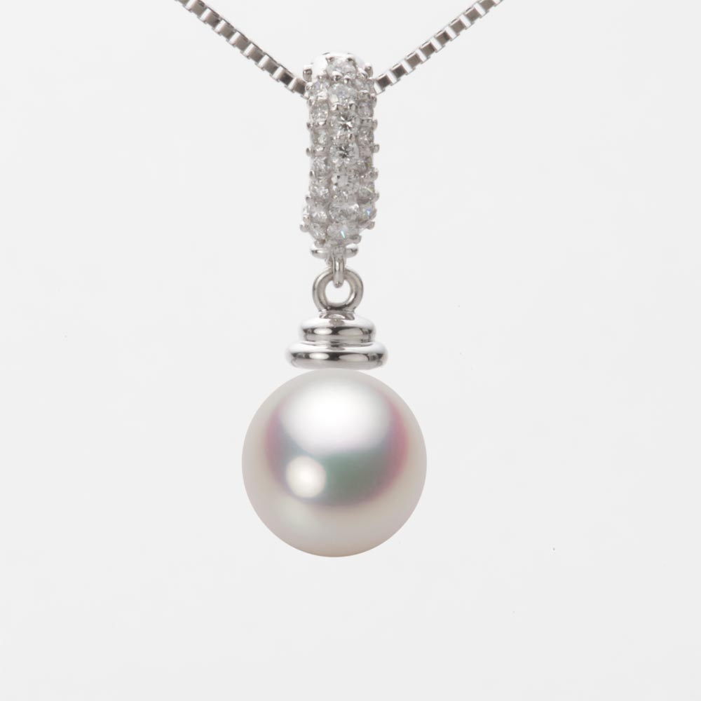 9.0mmアコヤ真珠ペンダント（ホワイトピンク・マリン）