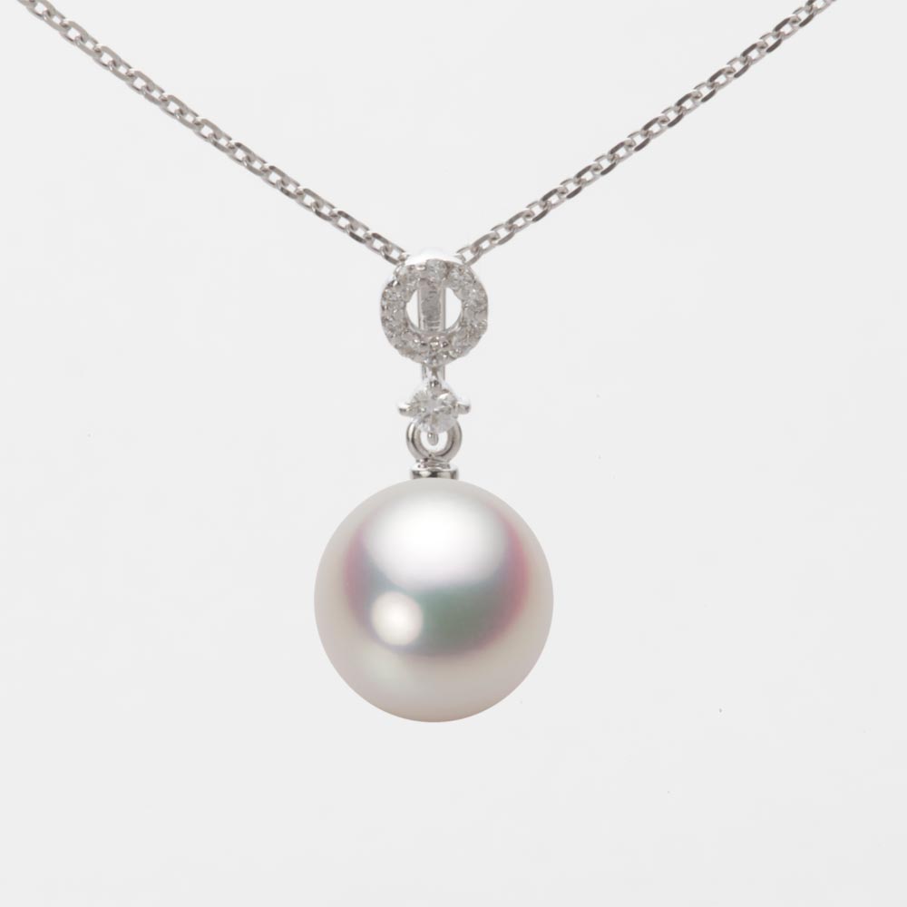 9.0mmアコヤ真珠ペンダント（ホワイトピンク・マリン）