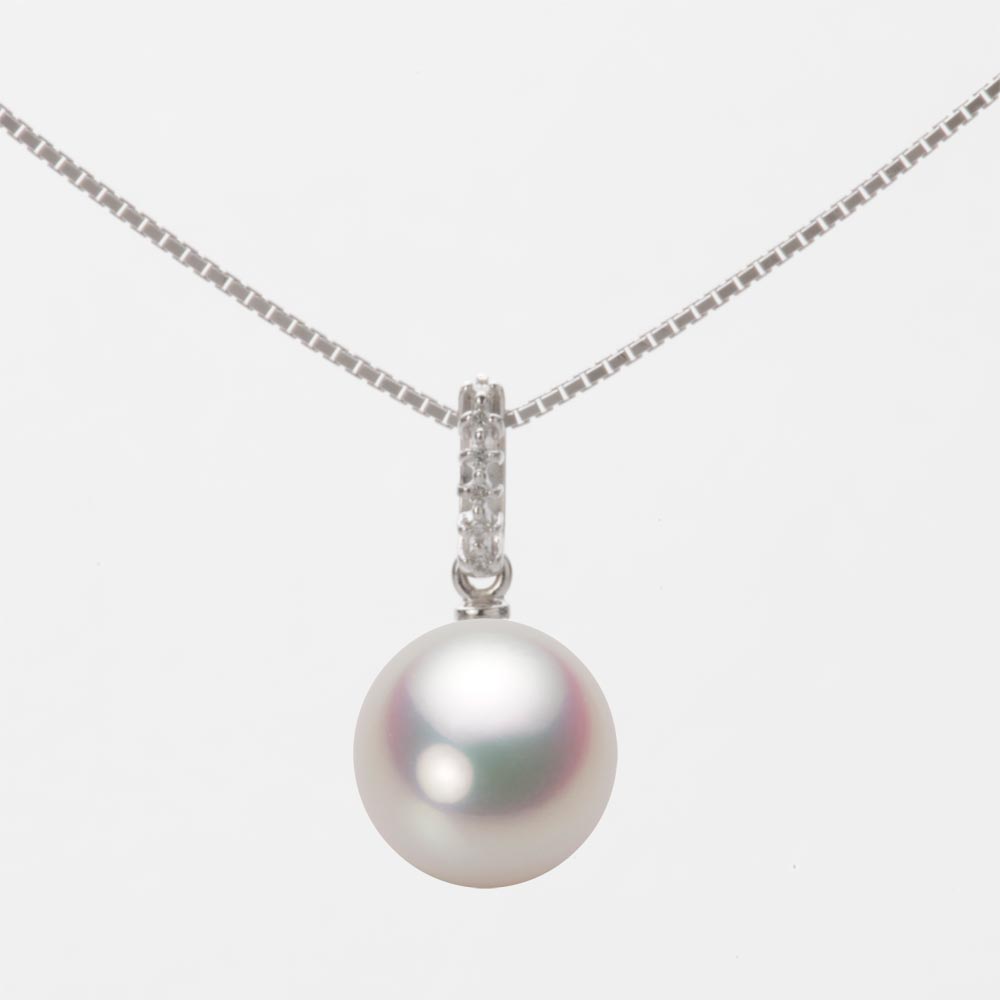 9.0mmアコヤ真珠ペンダント（ホワイトピンク・マリン）