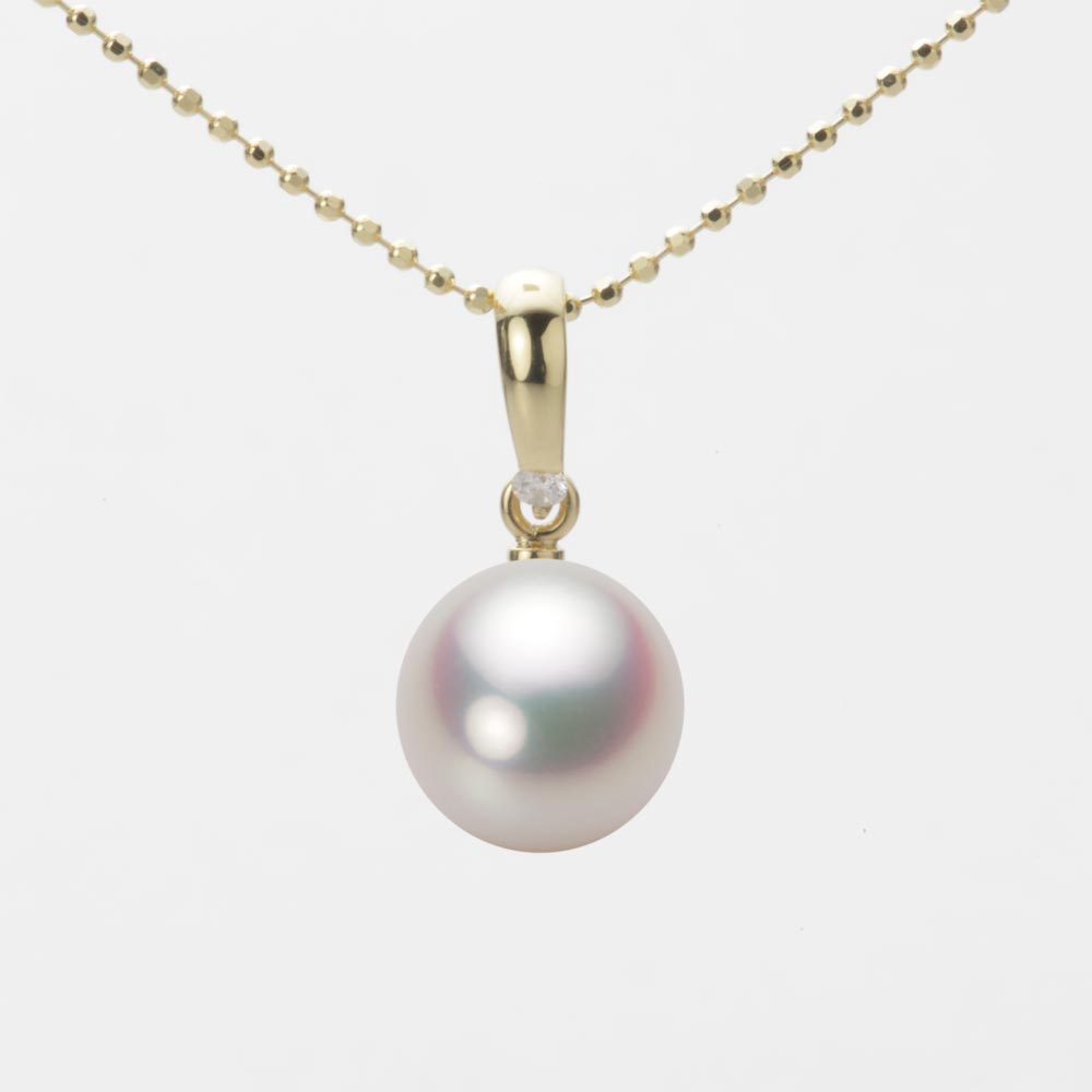 9.0mmアコヤ真珠ペンダント（ホワイトピンク・マリン）