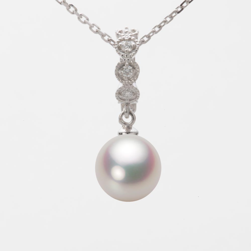 9.0mmアコヤ真珠ペンダント（ホワイトピンク・マリン）