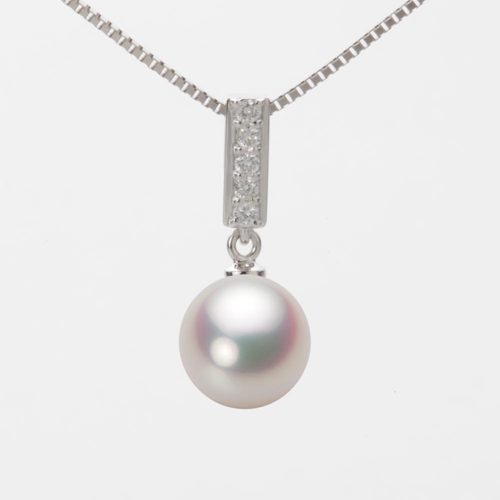 9.0mmアコヤ真珠ペンダント（ホワイトピンク・マリン）