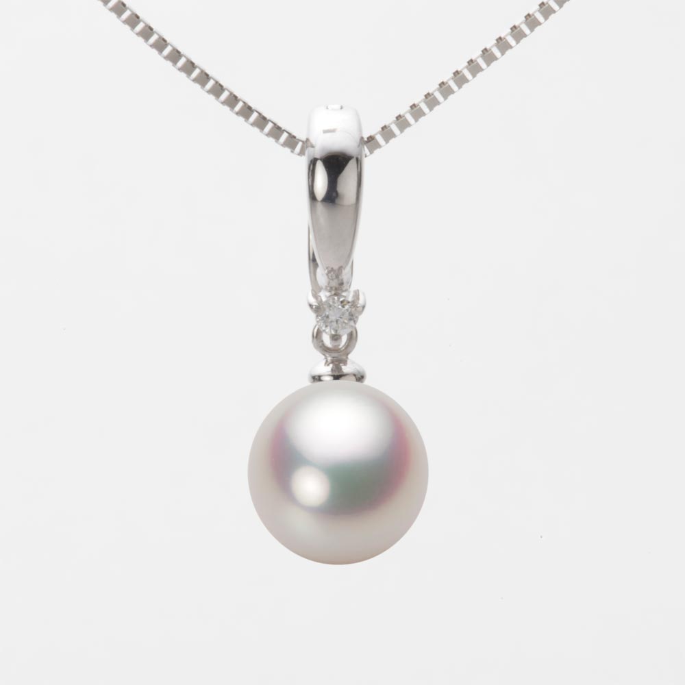 9.0mmアコヤ真珠ペンダント（ホワイトピンク・マリン）