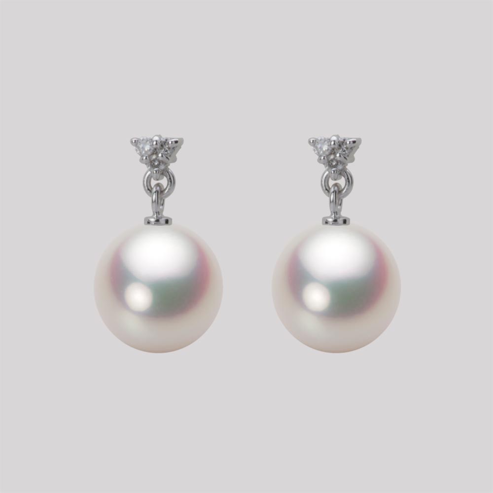 9.0mmアコヤ真珠ピアス（ホワイトピンク・マリン）