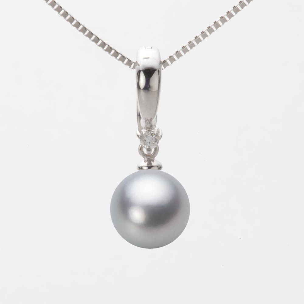 9.0mmアコヤ真珠ペンダント（シルバーグレー）