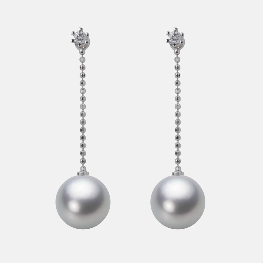 9.0mmアコヤ真珠ピアス（シルバーグレー）
