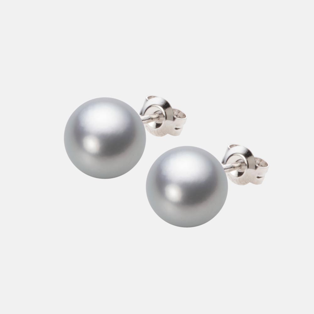 9.0mmアコヤ真珠ピアス（シルバーグレー）