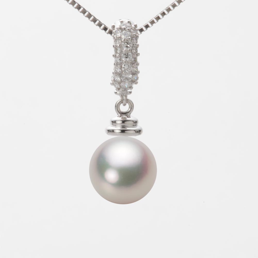 9.0mmアコヤ真珠ペンダント（ホワイトピンク・マリン）