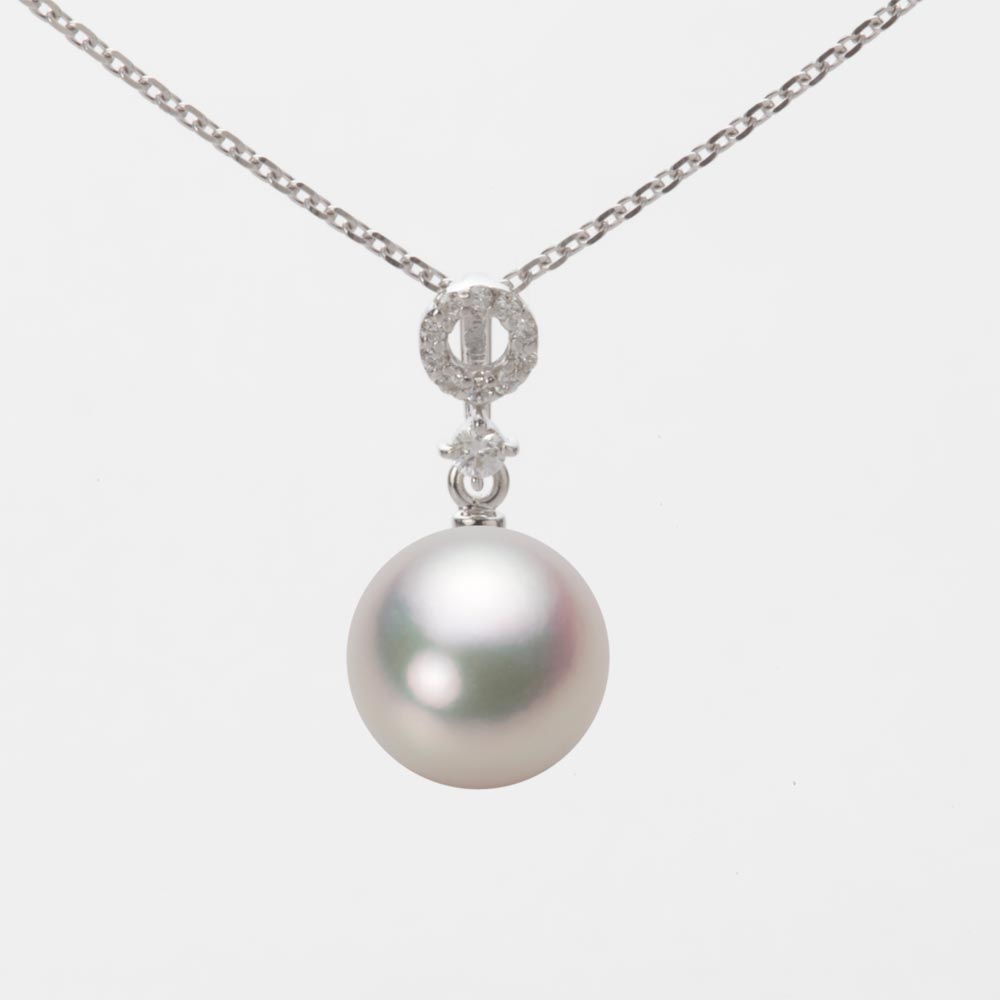 9.0mmアコヤ真珠ペンダント（ホワイトピンク・マリン）