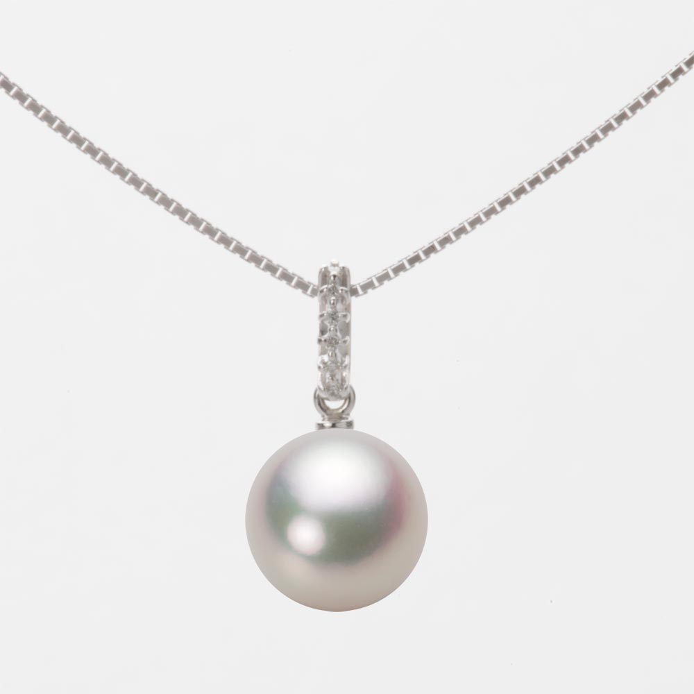 9.0mmアコヤ真珠ペンダント（ホワイトピンク・マリン）
