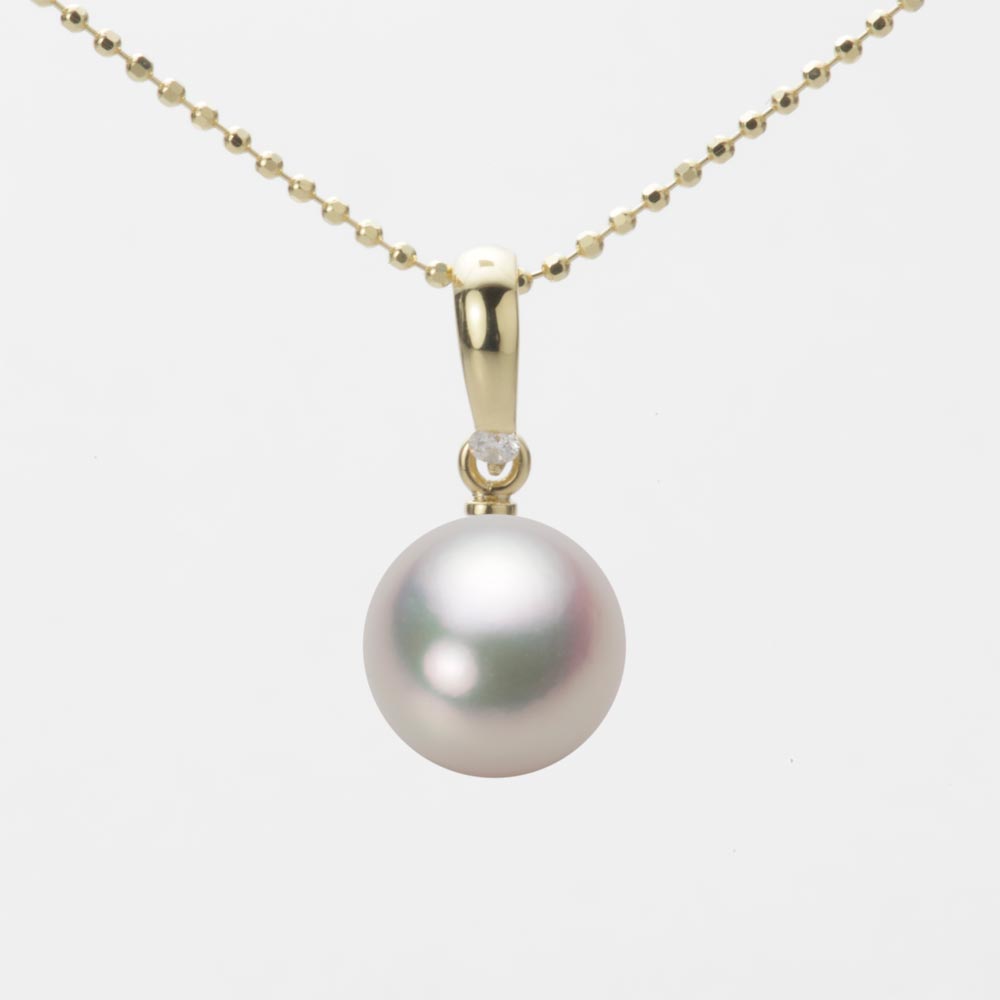 9.0mmアコヤ真珠ペンダント（ホワイトピンク・マリン）