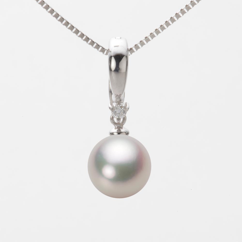 9.0mmアコヤ真珠ペンダント（ホワイトピンク・マリン）