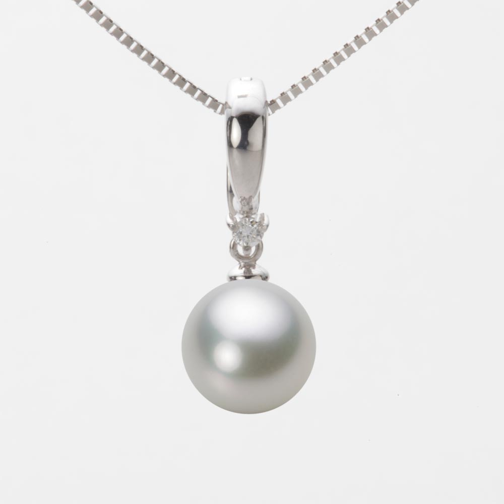 9.0mmアコヤ真珠ペンダント（シルバーグレー）