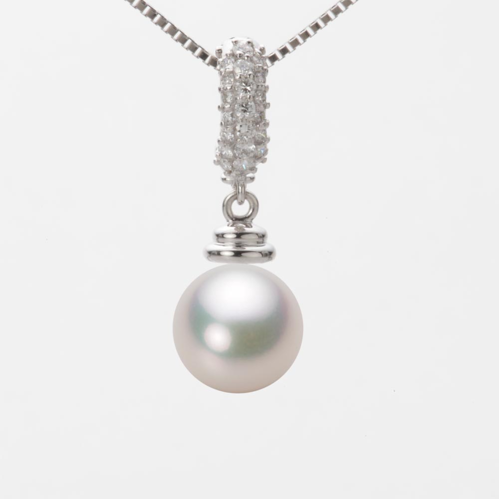 9.0mmアコヤ真珠ペンダント（ホワイトピンク・マリン）