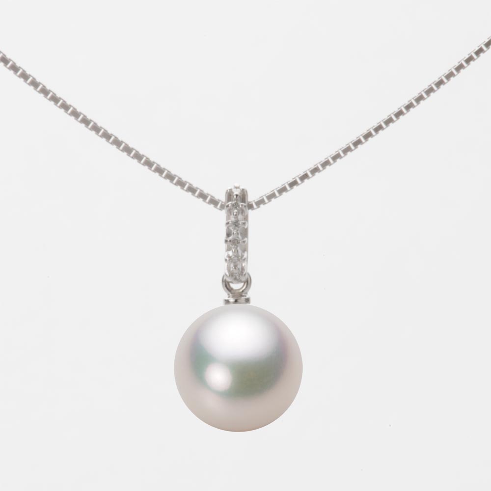 9.0mmアコヤ真珠ペンダント（ホワイトピンク・マリン）