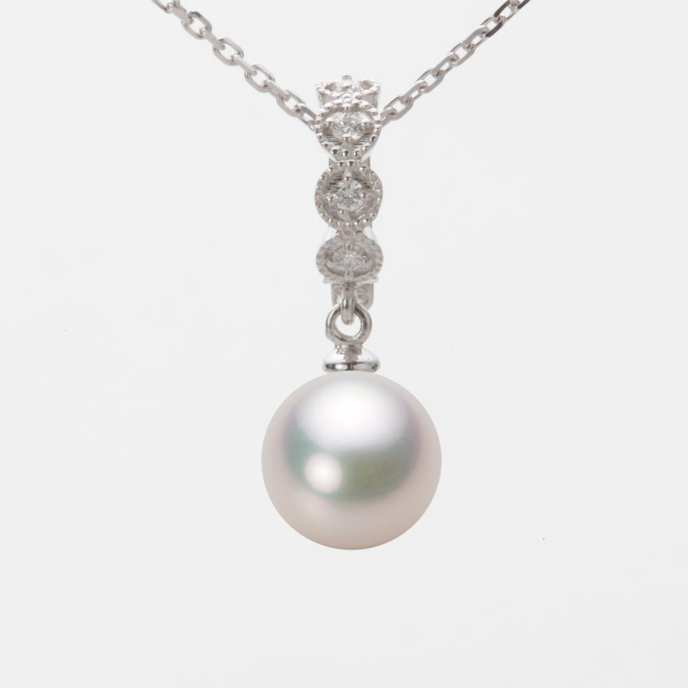 9.0mmアコヤ真珠ペンダント（ホワイトピンク・マリン）