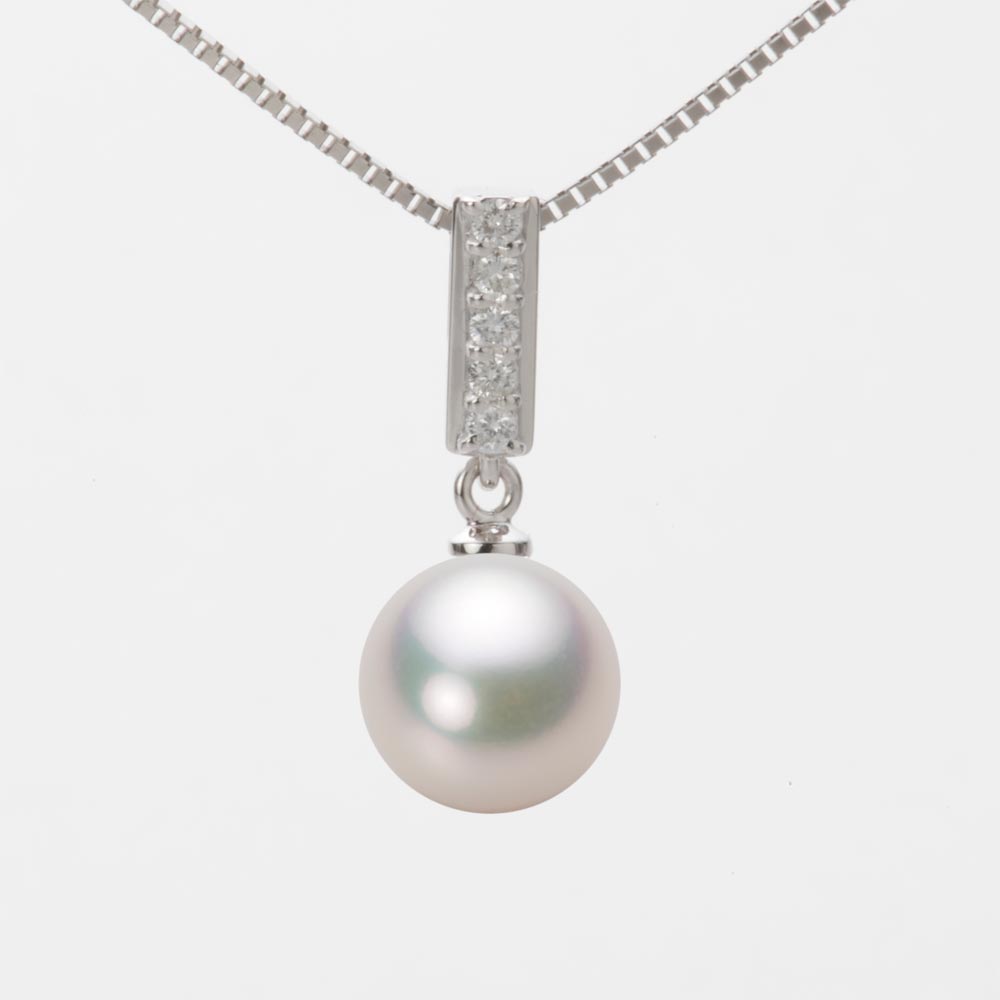 9.0mmアコヤ真珠ペンダント（ホワイトピンク・マリン）