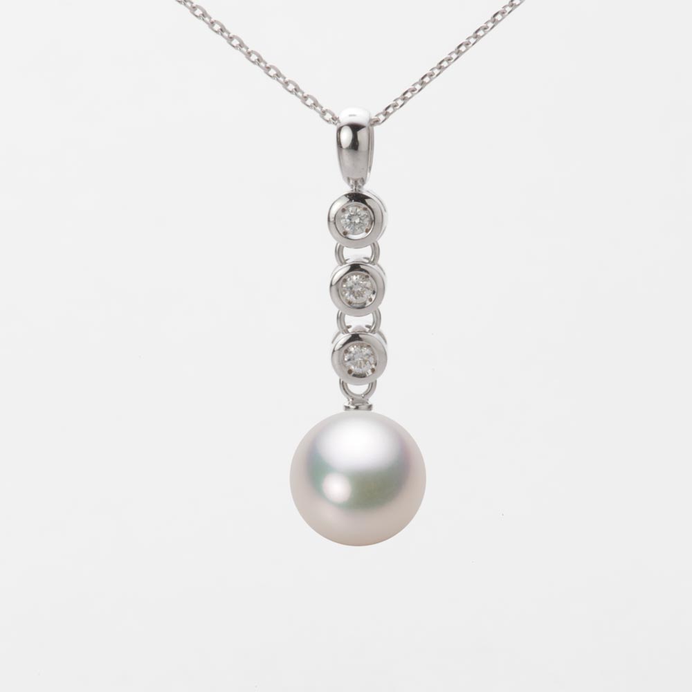 9.0mmアコヤ真珠ペンダント（ホワイトピンク・マリン）