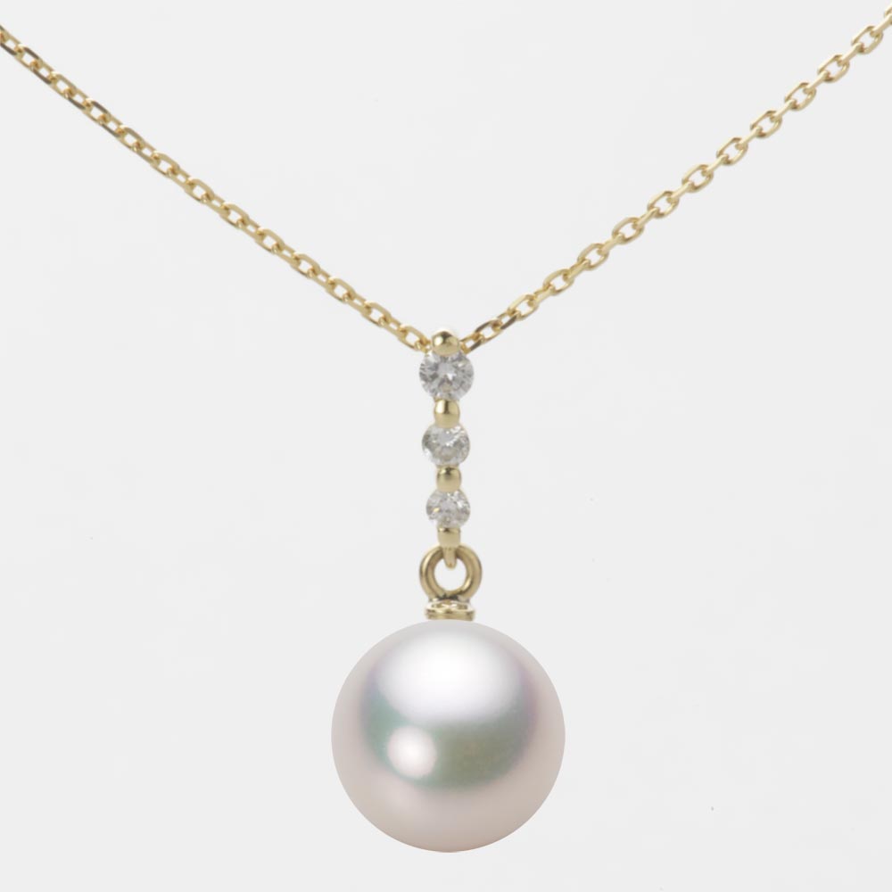 9.0mmアコヤ真珠ペンダント（ホワイトピンク・マリン）